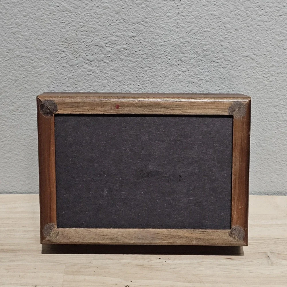 Vintage Carved Stone Slab BYU Cougars Lined Wood Trinket Box, Catch All Jewelry